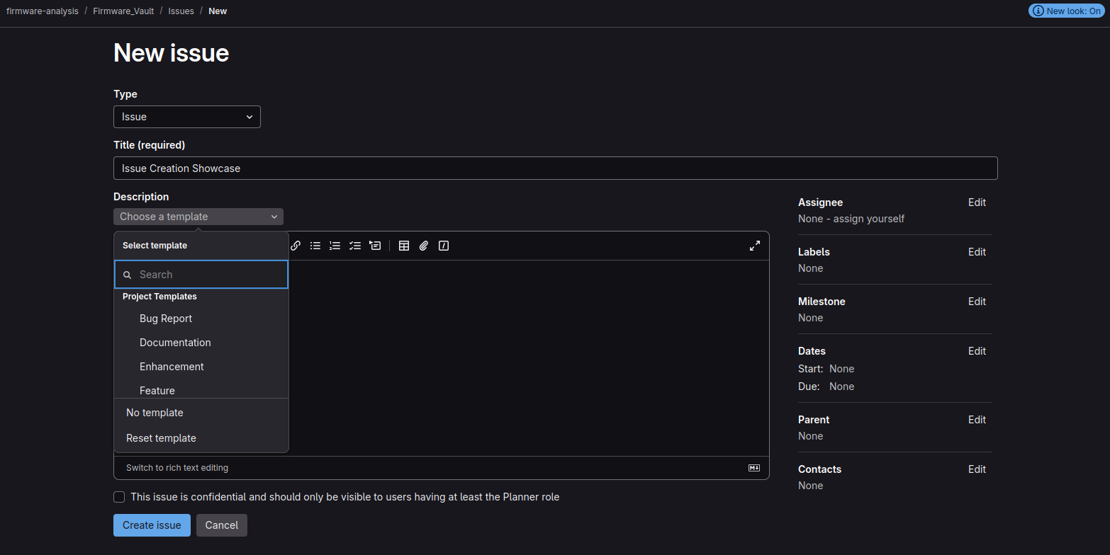 Issue creation